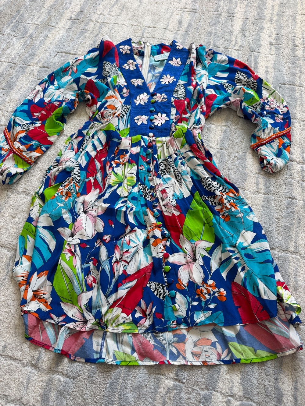 TAJ by Sabrina Crippa Vibrant Blue Tropical Floral Mini Dress